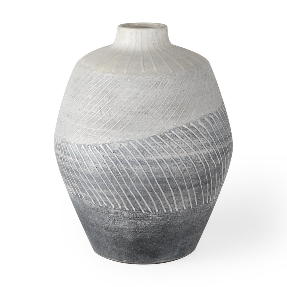 Blume 10H Off-White w/ Gray Textured Vase. Picture 1