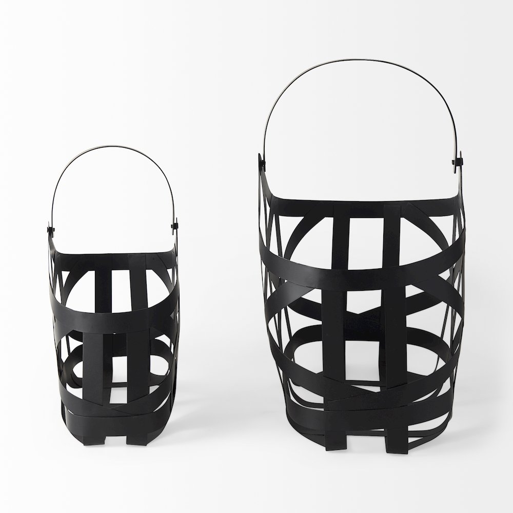 Tyrell (Set of 2) 23L x 11W; 18L x 8W Black Iron Metal Baskets. Picture 3