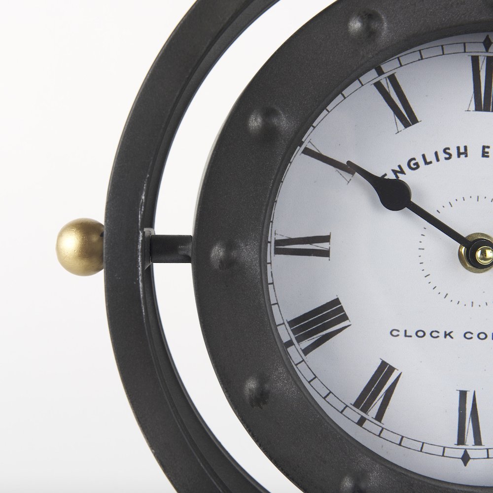 Gaston Gray Metal Circular Table Clock. Picture 8