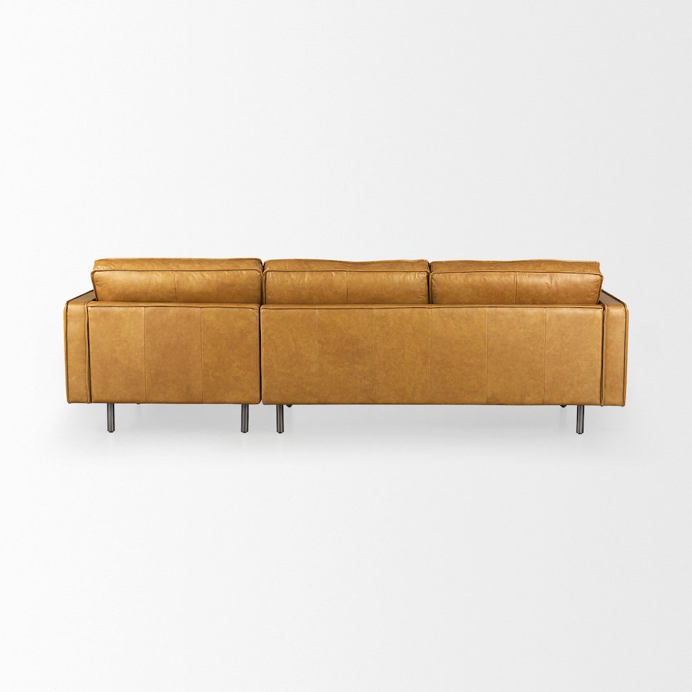 D'Arcy 111"L x 70"D x 33"H Tan Leather Right Chaise Sectional. Picture 6