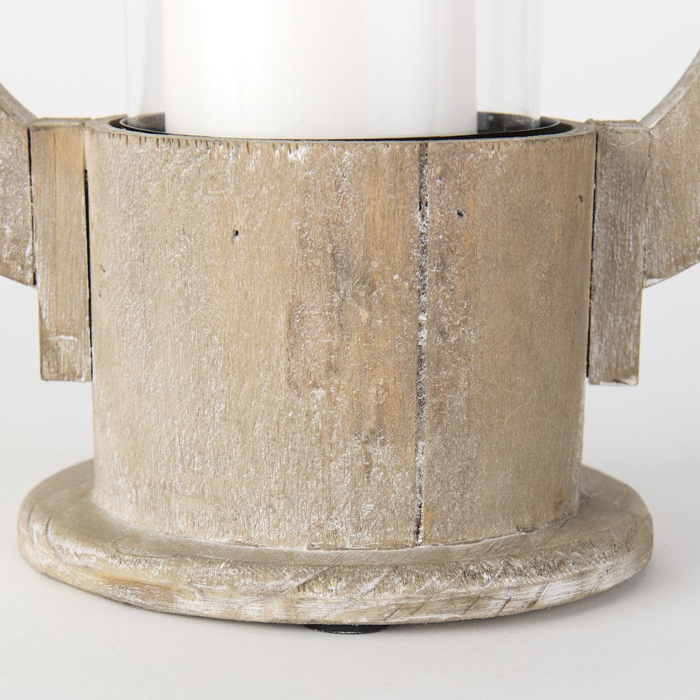 Zain I Small Brown Wooden Vintage Inspired Candle Holder Lantern. Picture 9
