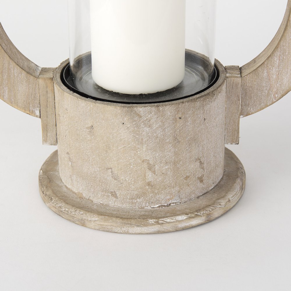 Zain II Large Brown Wooden Vintage Inspired Candle Holder Lantern. Picture 9