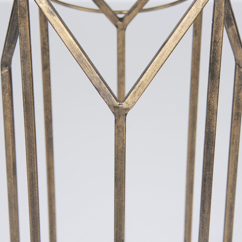 Ivy Small Gold Metal Geometric Cage Candle Holder Lantern. Picture 7