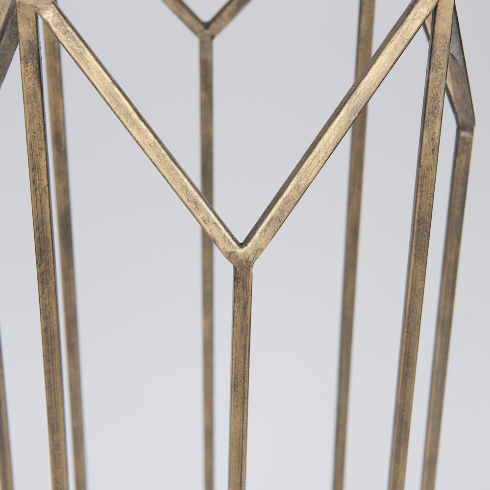 Ivy Large Gold Metal Geometric Cage Candle Holder Lantern. Picture 6