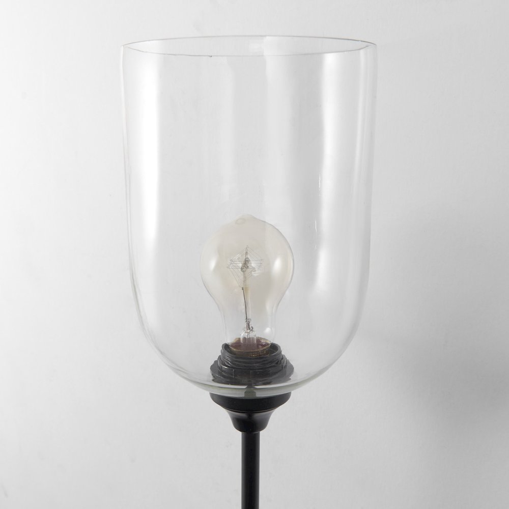 Clyde 6.0L x 8.0W x 37.0H Matte Black W/Glass Round Wall Sconce. Picture 3