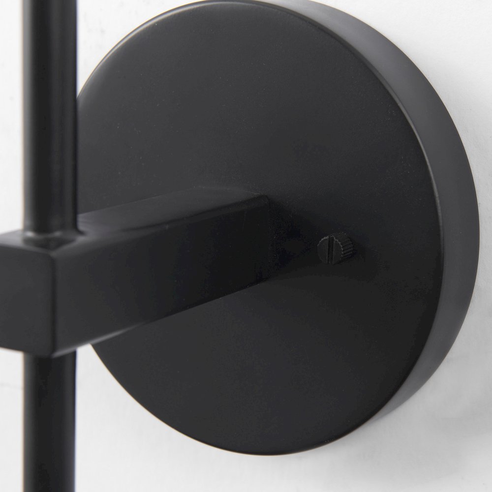 Clyde 6.0L x 8.0W x 37.0H Matte Black W/Glass Round Wall Sconce. Picture 4