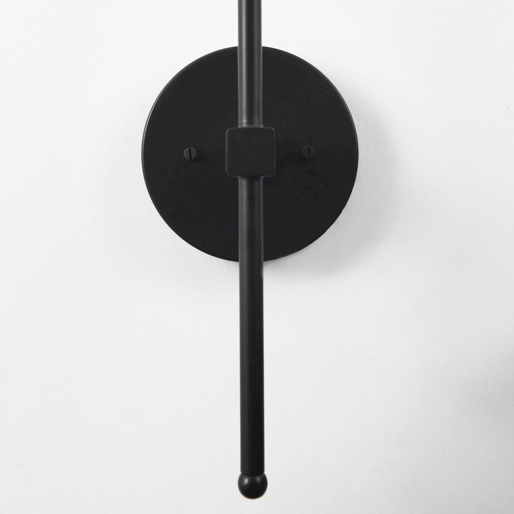 Clyde 6.0L x 8.0W x 37.0H Matte Black W/Glass Round Wall Sconce. Picture 5