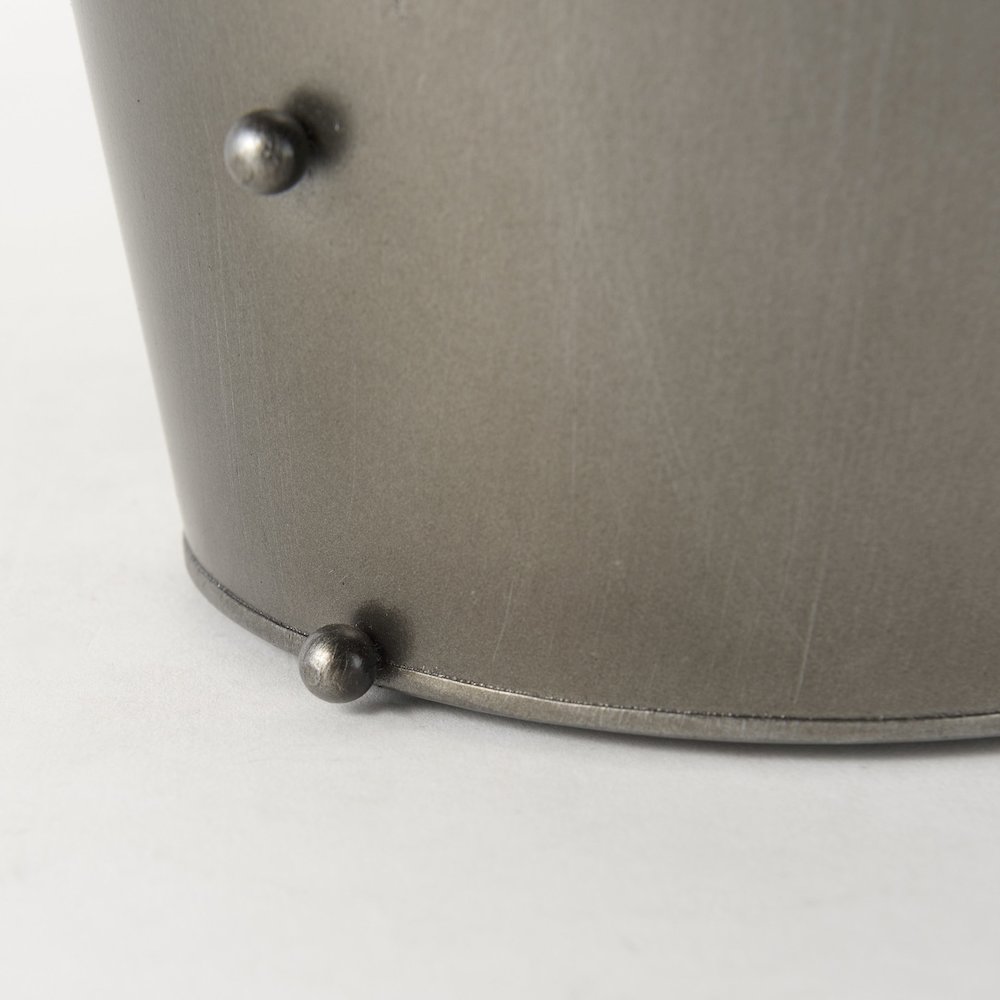Elio 12.2H Large Gun Metal Gray Metal W/Studs Vase. Picture 7