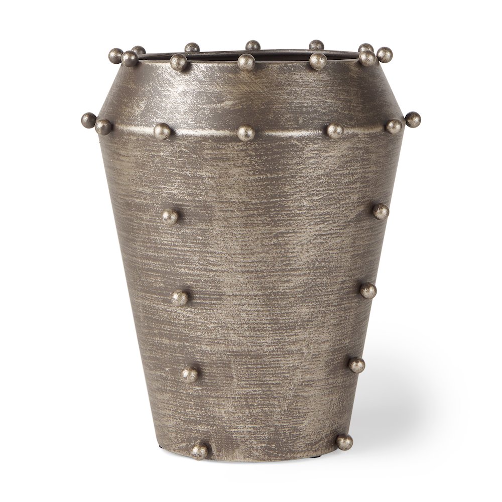 Elio  9.1H Small Champagne Metal W/Studs Vase. Picture 1