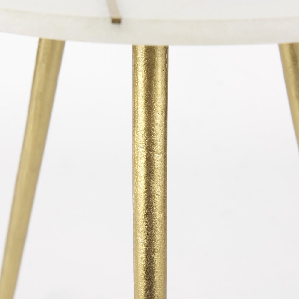 18.0L x 18.0W x 23.0H White Marble W/Antique Gold Metal Round Large Accent Table. Picture 8