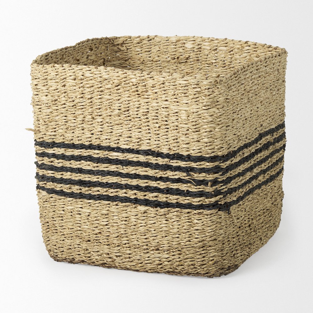 Cullen 15.7L x 15.7W x 15.7H (Set of 3) Grey Twisted Seagrass Square Basket. Picture 2