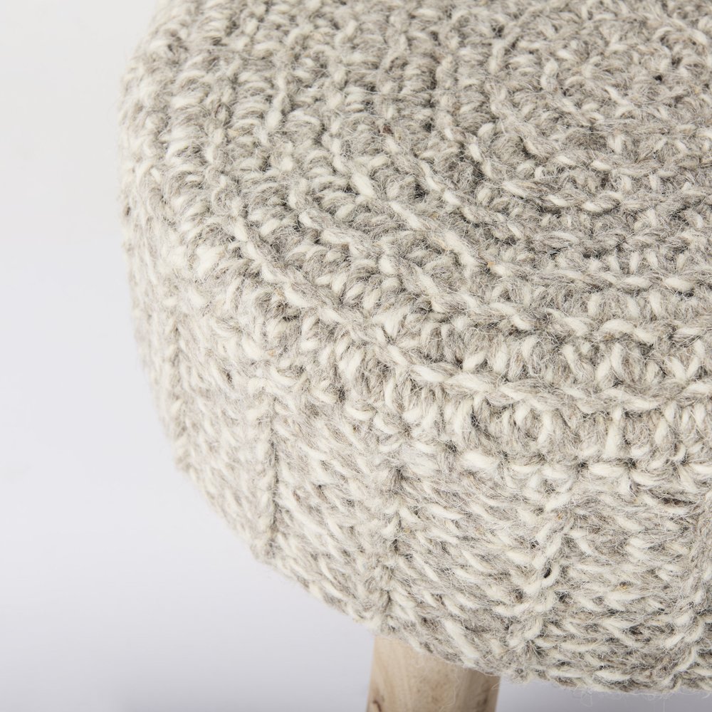 Bina 19.0L x 19.0W x 15.0H Taupe 4 Legged Wool Stool. Picture 5