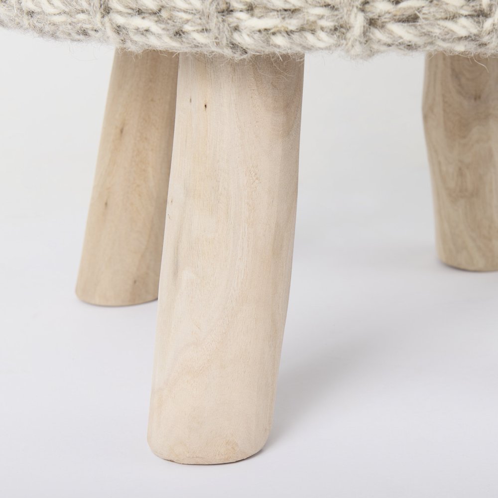 Bina 19.0L x 19.0W x 15.0H Taupe 4 Legged Wool Stool. Picture 9