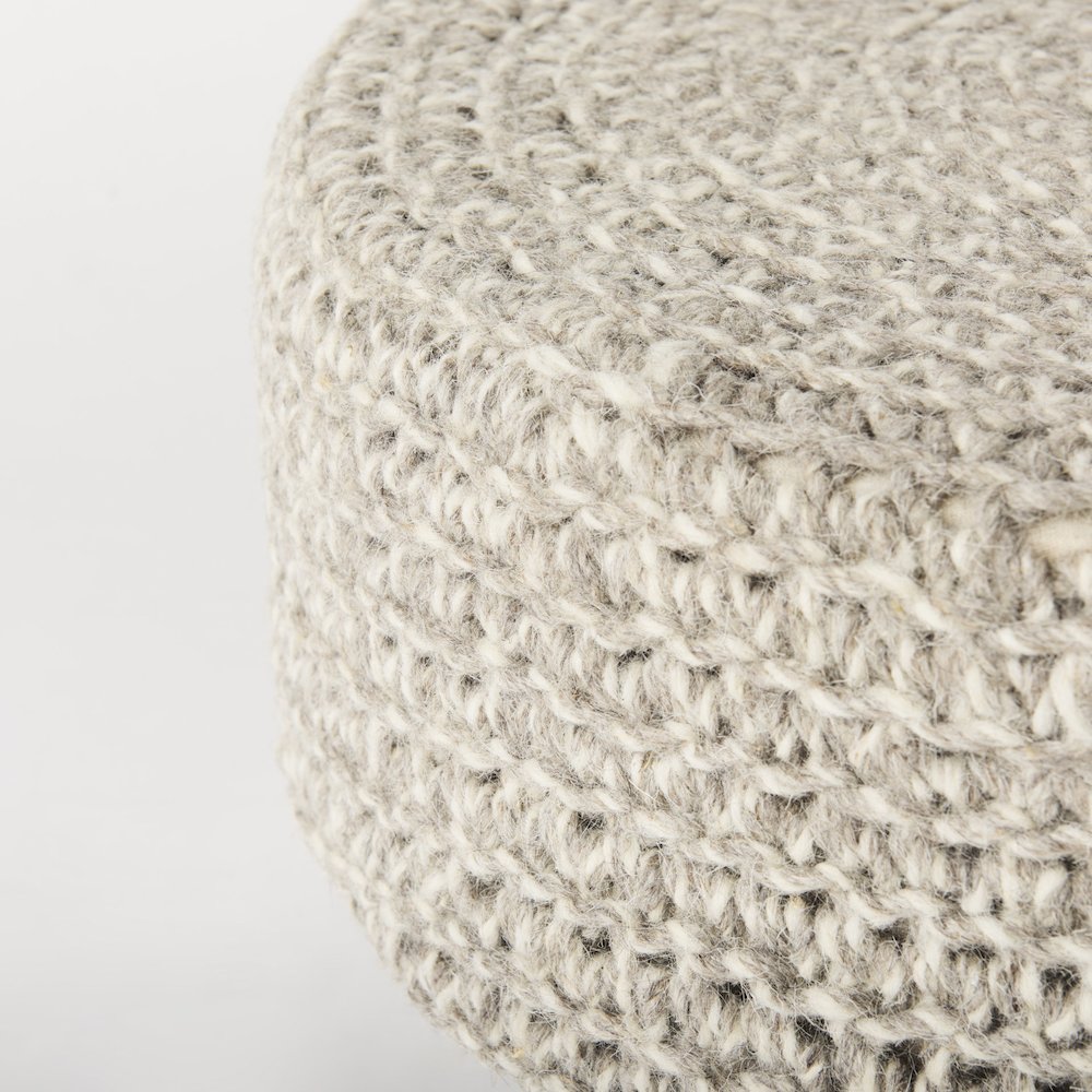 Bina  24.0L x 24.0W x 14.0H Light Gray 4 Legged Wool Stool. Picture 5