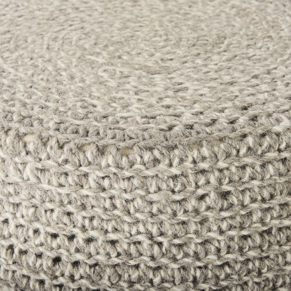 Bina  24.0L x 24.0W x 14.0H Light Gray 4 Legged Wool Stool. Picture 8