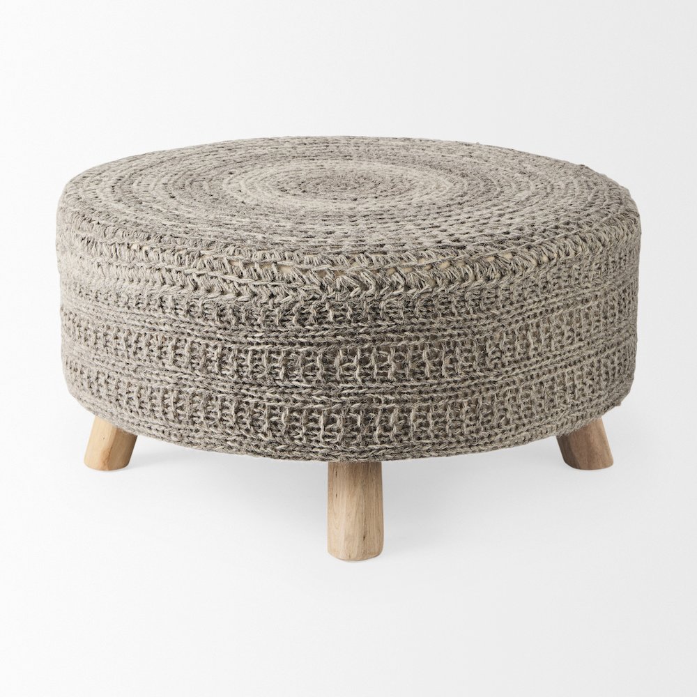Bina 30.0L x 30.0W x 15.0H Dark Gray 4 Legged Wool Stool. Picture 2
