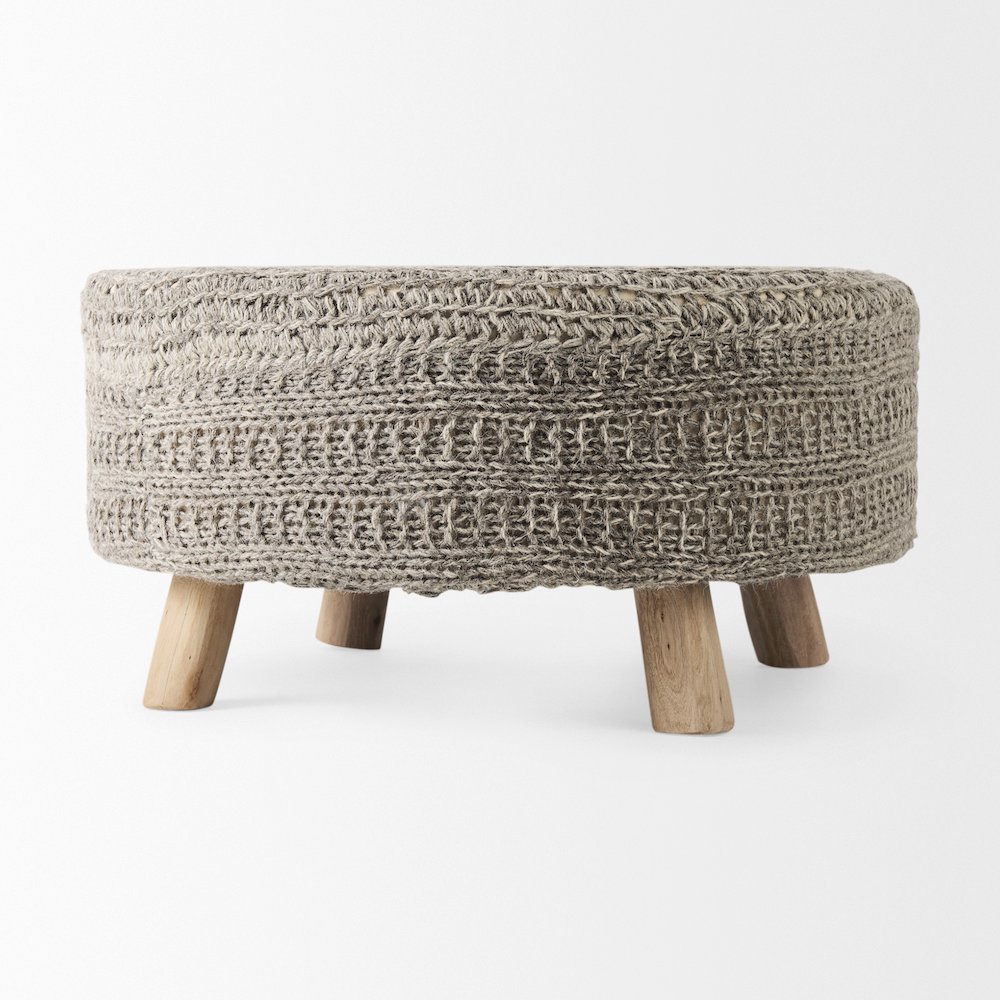 Bina 30.0L x 30.0W x 15.0H Dark Gray 4 Legged Wool Stool. Picture 3