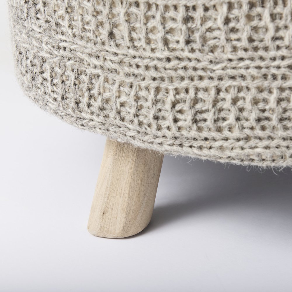 Bina 30.0L x 30.0W x 15.0H Dark Gray 4 Legged Wool Stool. Picture 9