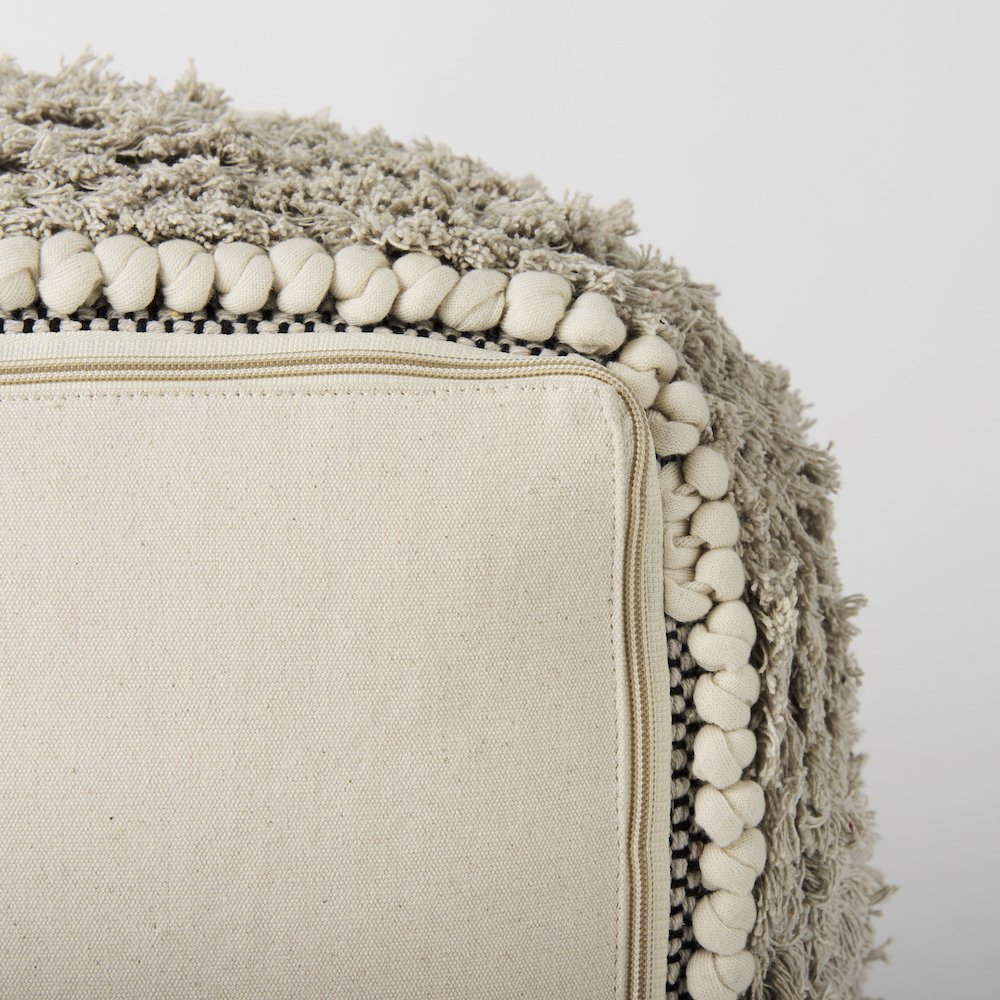 Darika 16.0L x 16.0W x 16.0H Black/White/Gray Cotton Pouf. Picture 8