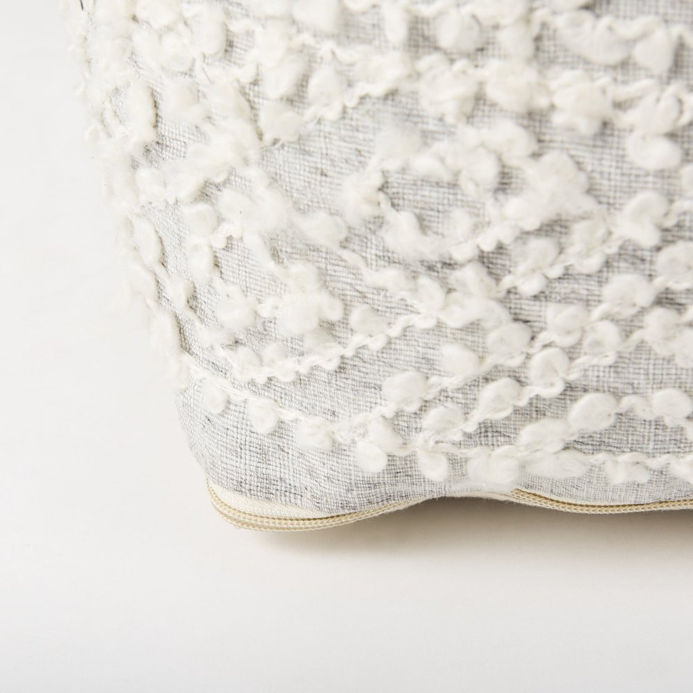 Farida 6.0L x 16.0W x 16.0H Light Gray Wool and Polyester Patterned Pouf. Picture 7