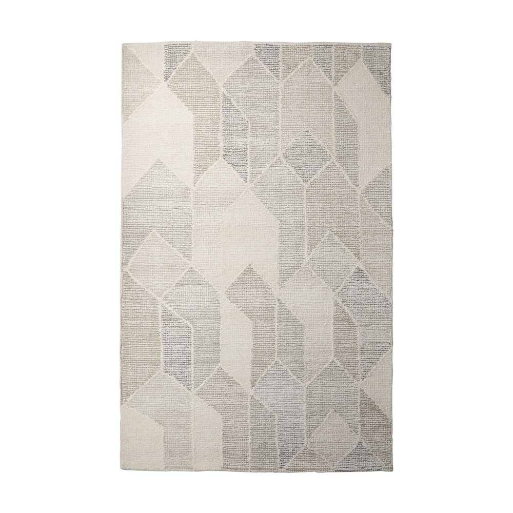 Kolt 9x12 Neutral Geometric Patterned Wool Area Rug. Picture 1