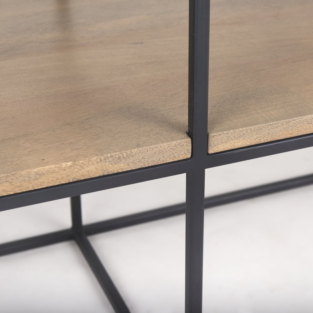 63.0L x 15.0W x 31.0H Beige Wood w/ Black Metal Frame 2 Drawer Console Table. Picture 9