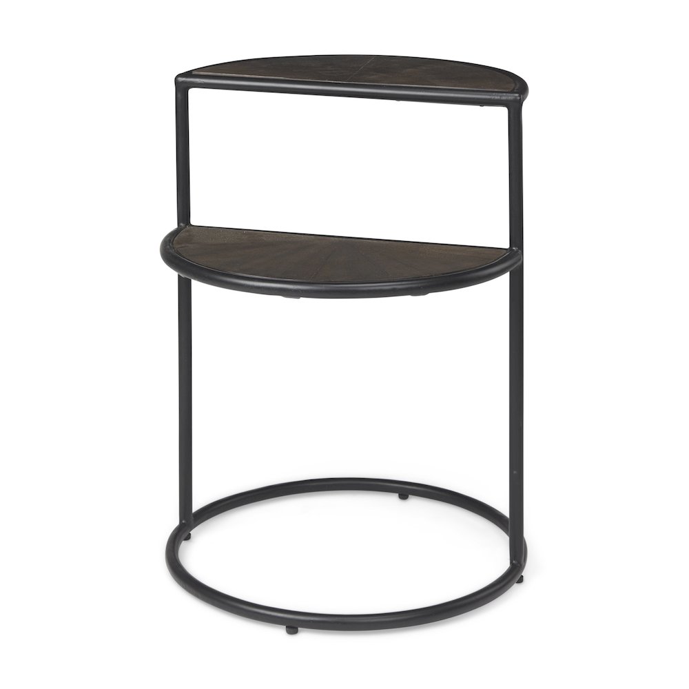Arlo 20.5L x 20.5W x 24.4H Brown Wood W/Black Metal End Table. Picture 1