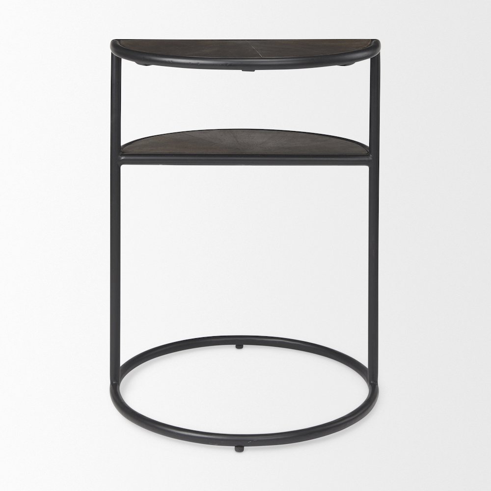 Arlo 20.5L x 20.5W x 24.4H Brown Wood W/Black Metal End Table. Picture 3