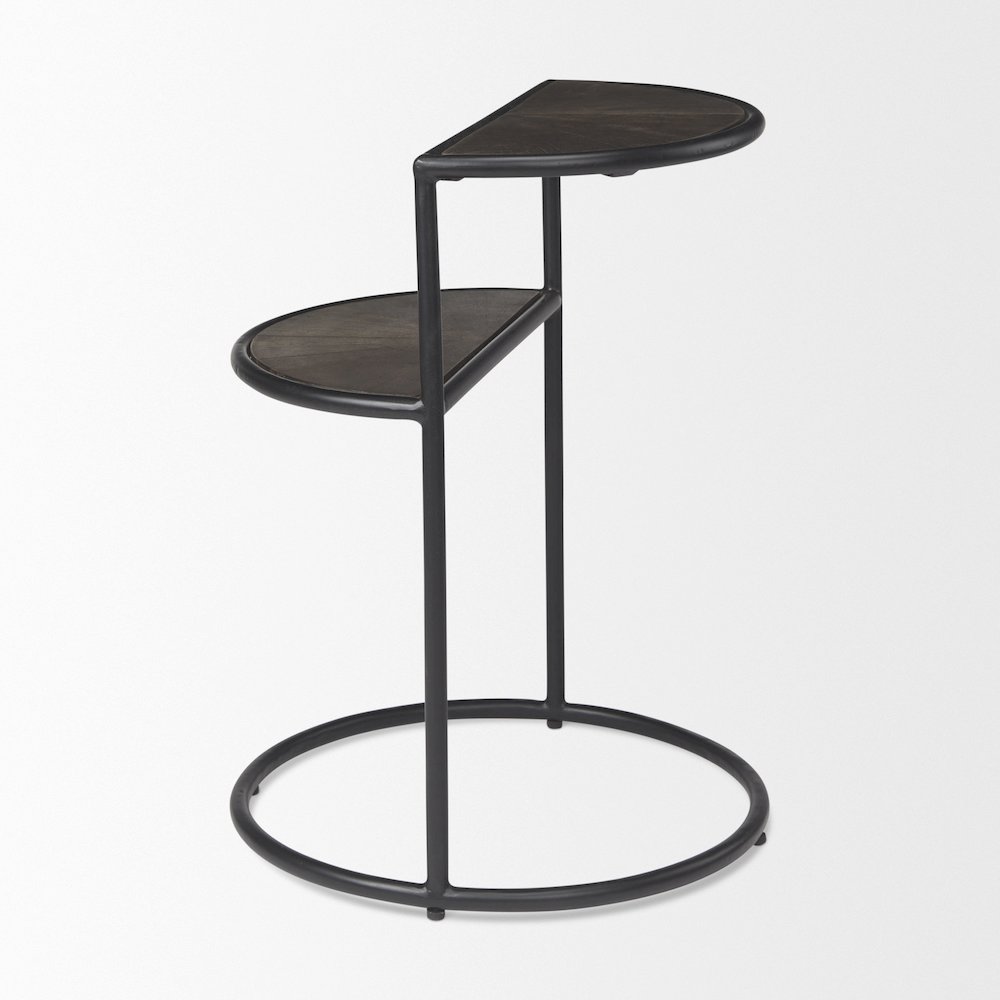 Arlo 20.5L x 20.5W x 24.4H Brown Wood W/Black Metal End Table. Picture 4