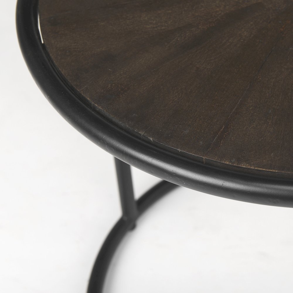 Arlo 20.5L x 20.5W x 24.4H Brown Wood W/Black Metal End Table. Picture 8