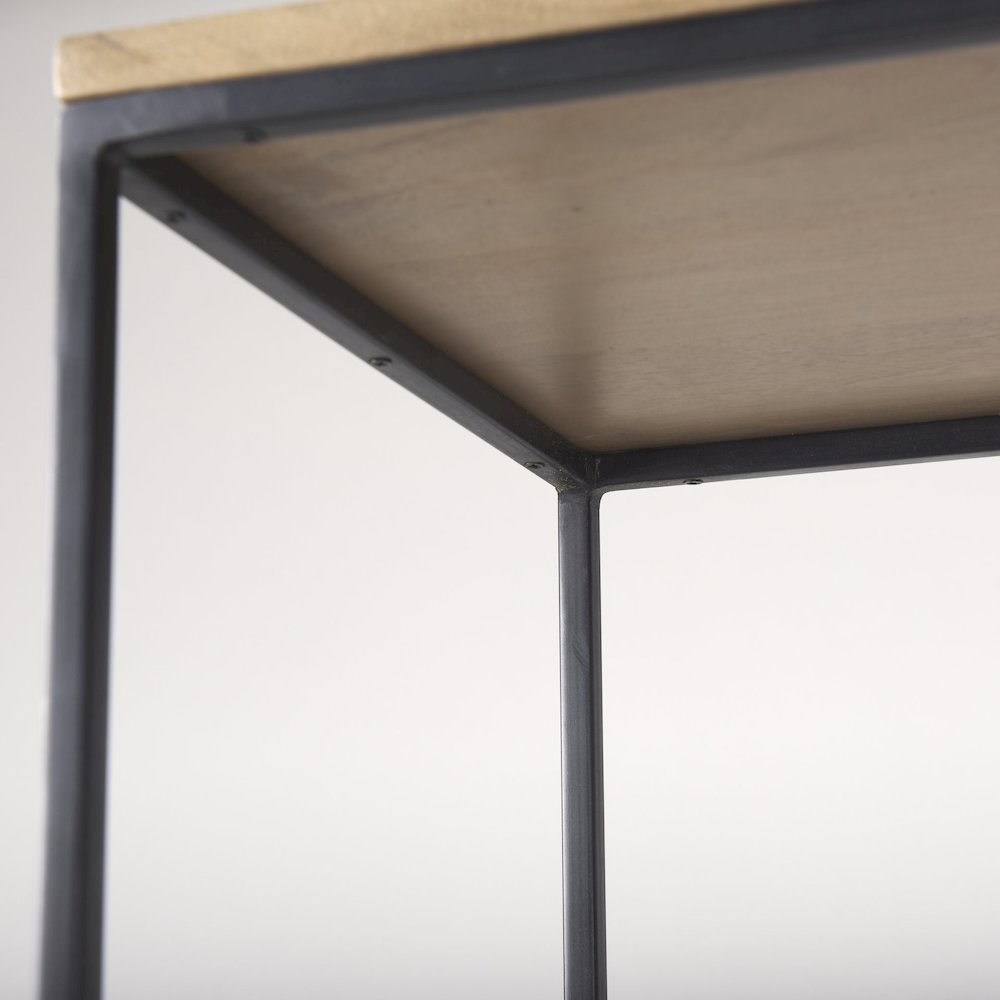 Beige Wood W/Black Metal Frame 4-Tier Shelving Unit. Picture 5