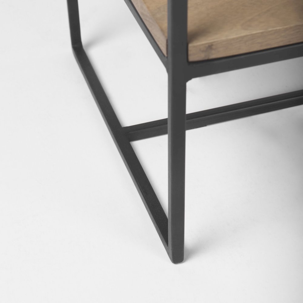 Beige Wood W/Black Metal Frame 4-Tier Shelving Unit. Picture 9