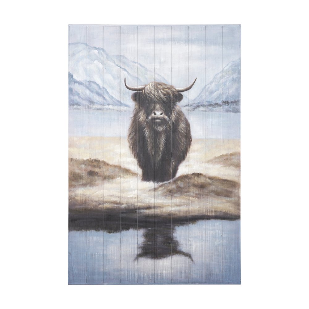Wild Ox Painting on Wood. Picture 1