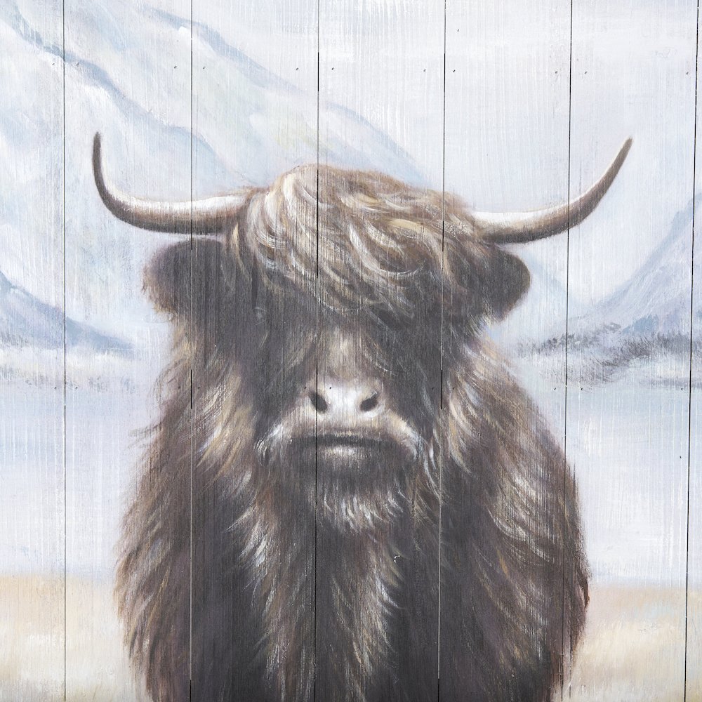 Wild Ox Painting on Wood. Picture 5