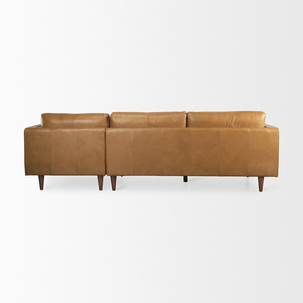 Svend 111.4L x 68.0W x 33.9H Tan Leather Right Chaise Sectional Sofa. Picture 5
