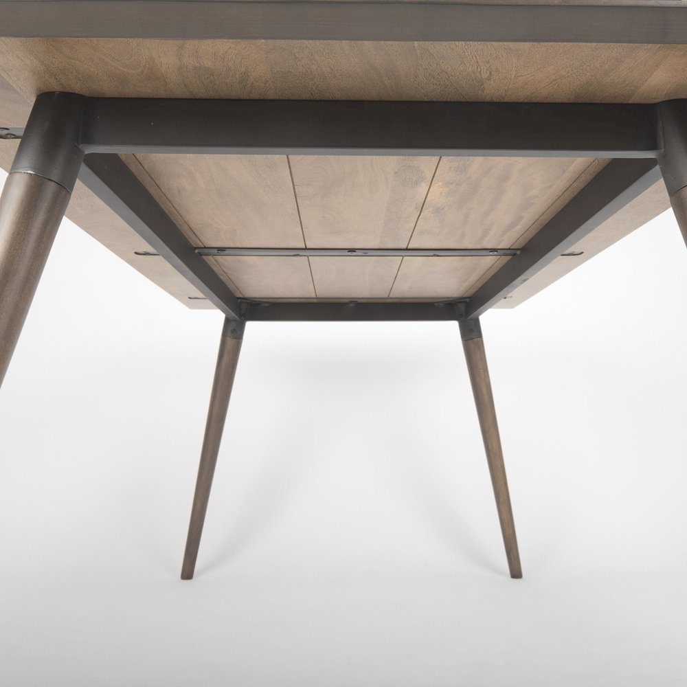 Nicholas II 72x39 Brown Solid Wood Top Metal/Wood Leg Dining Table. Picture 9