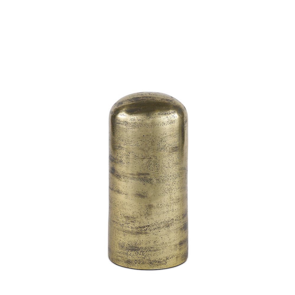 Quonset Tall Brass Finished Aluminum Metal Ornament. Picture 1