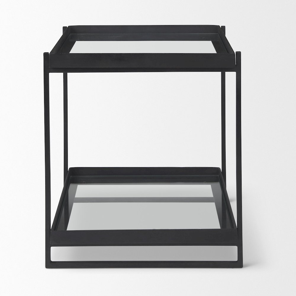 Trey Black Metal W/Glass Accent Table. Picture 3