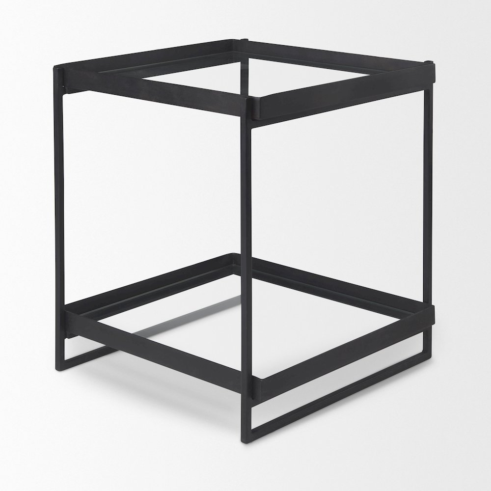 Trey Black Metal W/Glass Accent Table. Picture 4