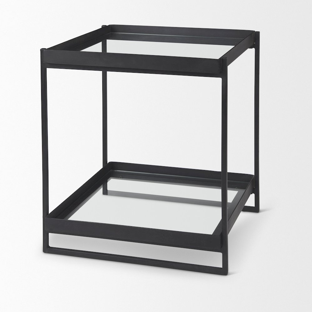 Trey Black Metal W/Glass Accent Table. Picture 5