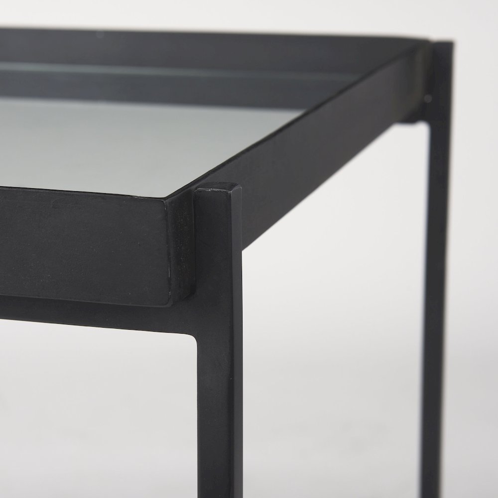 Trey Black Metal W/Glass Accent Table. Picture 6