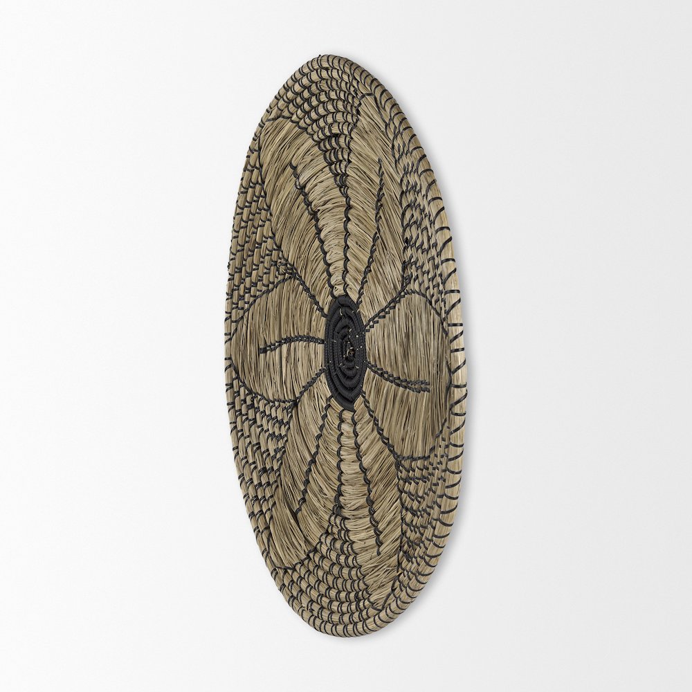Light Brown Seagrass W/Black String Round Wall Hanging Plate. Picture 2