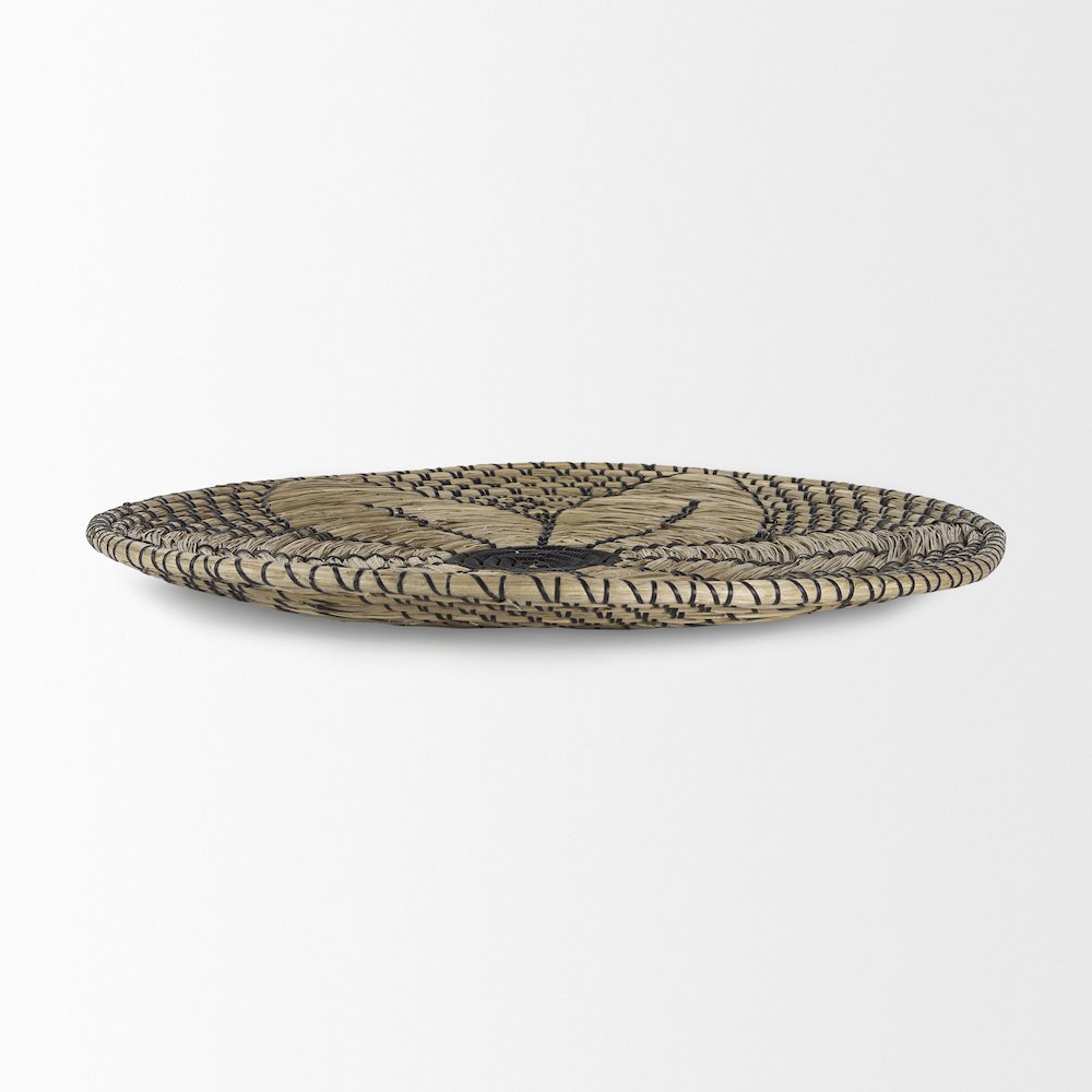 Light Brown Seagrass W/Black String Round Wall Hanging Plate. Picture 4