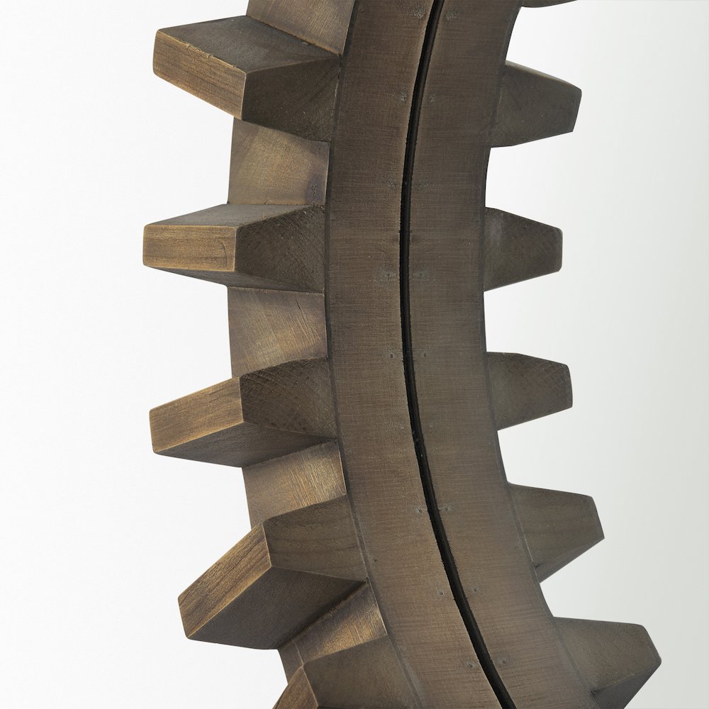 Sprocket 26" Round Brown Wood Frame Mirror. Picture 5
