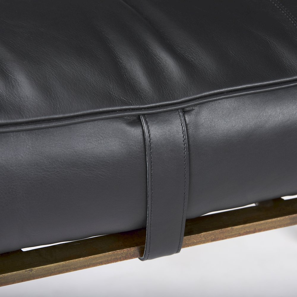 Jessie 55L x 16W Black Leather Seat W/Gold Metal Base Accent Bench. Picture 5