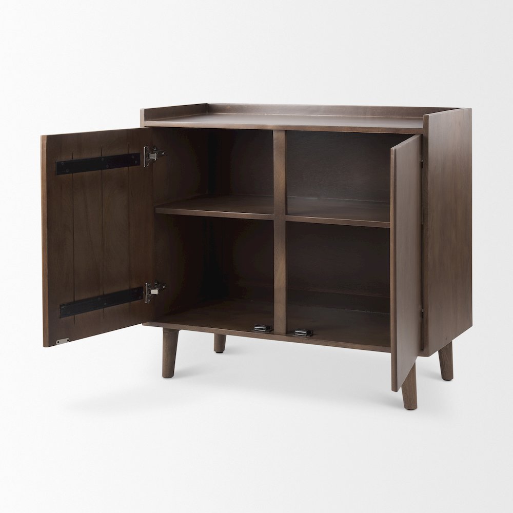 Lillie 36.0L x 16.0W x 32.0H Medium Brown Wood 2 Door Tray Top Accent Cabinet. Picture 5