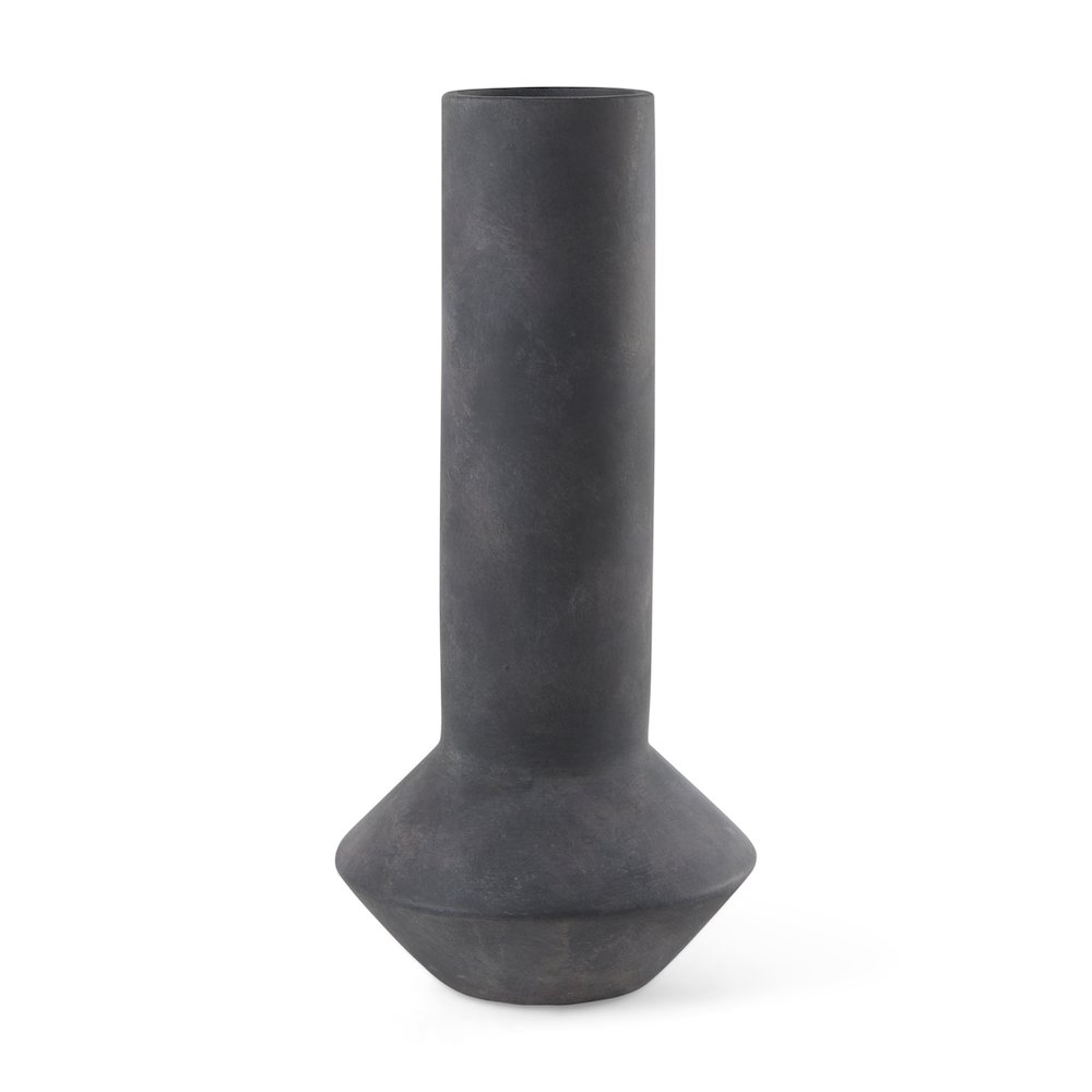 Esme 7.1L x 7.1W x 15.0H Dark Gray Ceramic Vase. Picture 1
