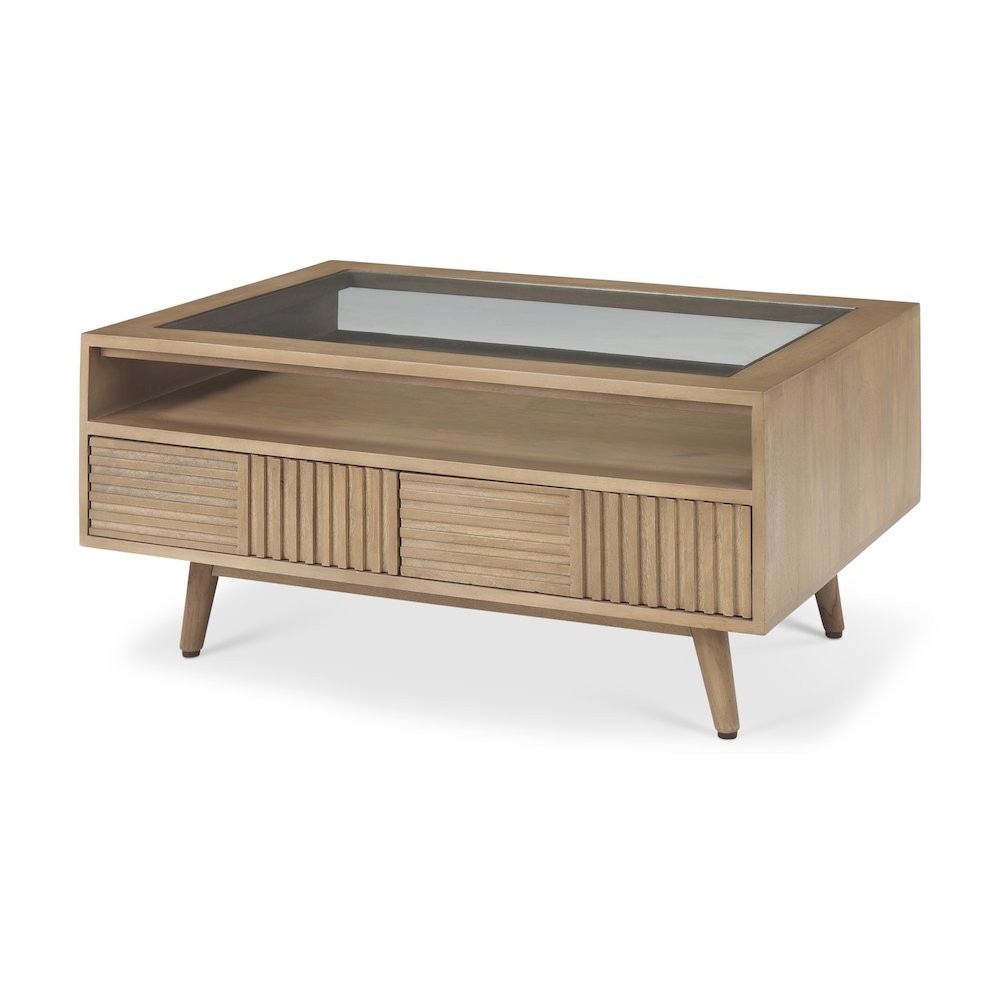 Sable  38.0L x 27.0W x 18.0H Light Brown Wood Coffee Table. Picture 1