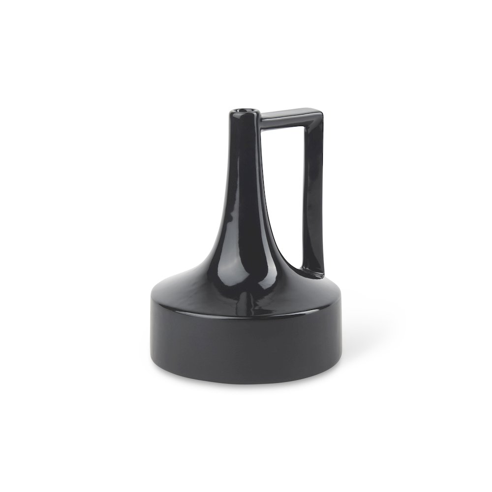 Burton 8.3H Small Glossy and Matte Black Ceramic Jug Vase. Picture 1