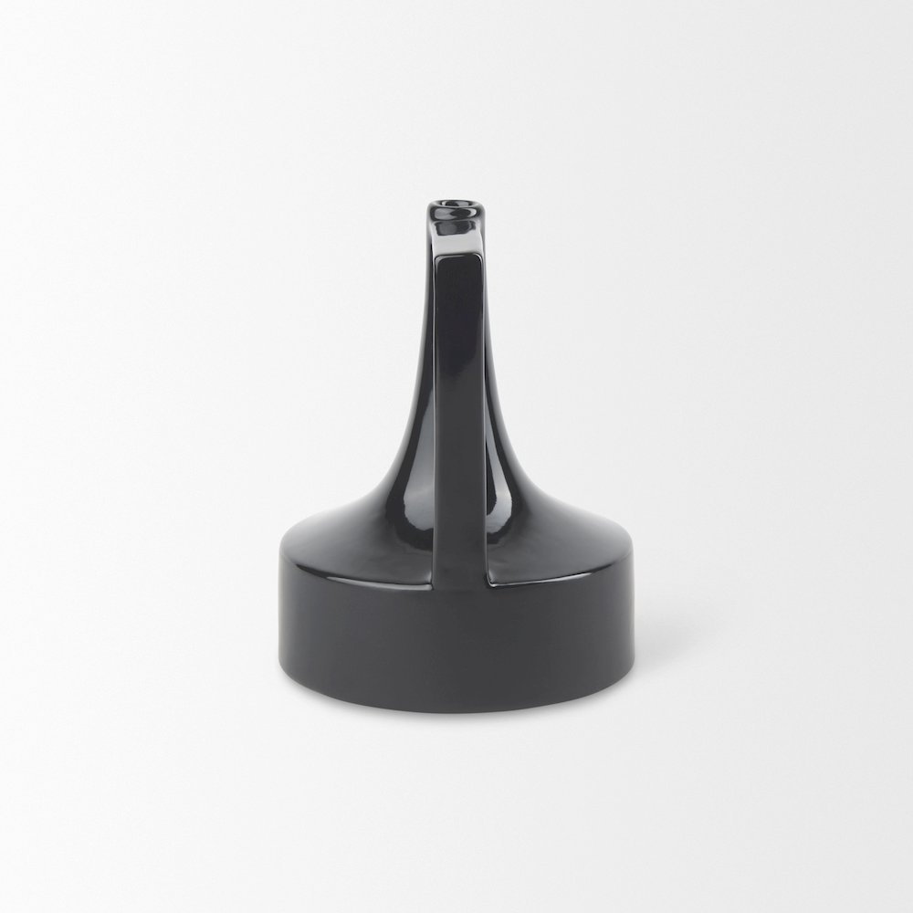 Burton 8.3H Small Glossy and Matte Black Ceramic Jug Vase. Picture 3